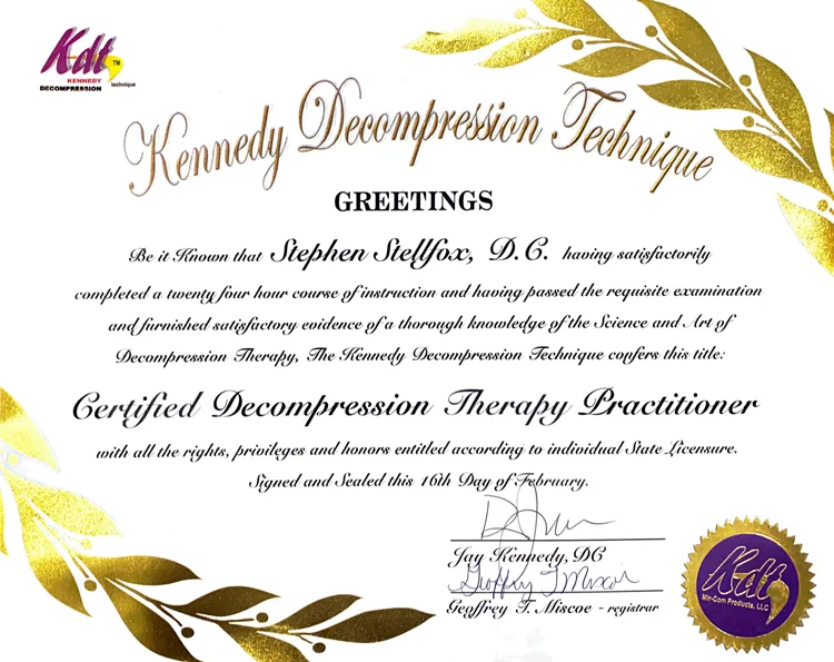 Chiropractic Chapin SC Kennedy Decompression Certified